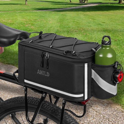 ANILD Bike Rear Rack Bag, 7L Bike Bags for Bicycles Rear Rack, Durable Bike Trunk Bag with Rain Cover and Tail Light Tape