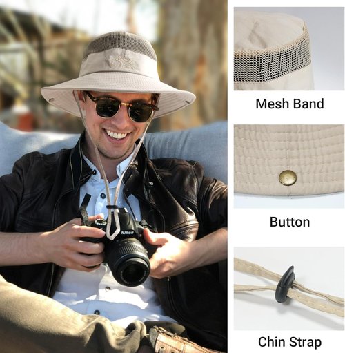 NPQQUAN Sun Bucket Hat - Wide Brim UPF 50+ Protection for Fishing & Beach | Deep Green