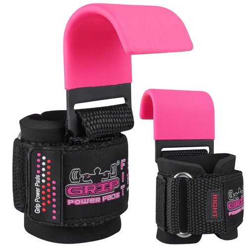 Weight Lifting Hooks Heavy Duty PRO Lifting Wrist Straps Deadlift Straps Power Lifting Grips Weightlifting Gym Gloves Men & Women (Classic Pink, Women-Wrist Size Small/Medium)