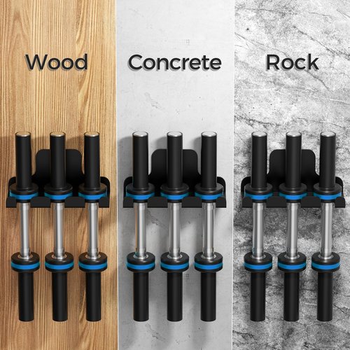 ZGJWJYUU Barbell Wall Holder,Garage Gym Bar Wall Rack with 3 Bar Holders,Olympic Hanger Vertical Barbell Mount Rack,Space Saving Commercial or Home Gym Accessory,Holds Under 33mm Bar Size(Black)