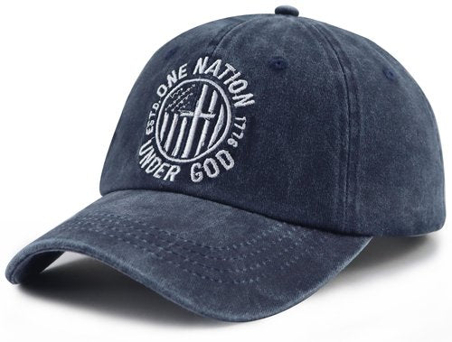 Christian Gifts for Women Men, One Nation Under God Baseball Cap, American Flag Hat, Christmas Veterans Day Birthday Gifts for Dad Mom Grandpa Wife Navy