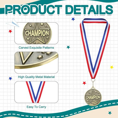 Gold Award Medals by MVP | 30 Pcs 2'' Champion Trophies for Sports Events & Parties