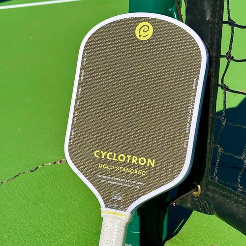CYCLOTRON Gold Standard Pickleball Paddle - Real Aerospace Titanium Mesh & T700 Raw Carbon Fiber Surface for Massive Spin - Thermoformed 16mm Core, Elongated Hybrid Shape for 4.0+ Players