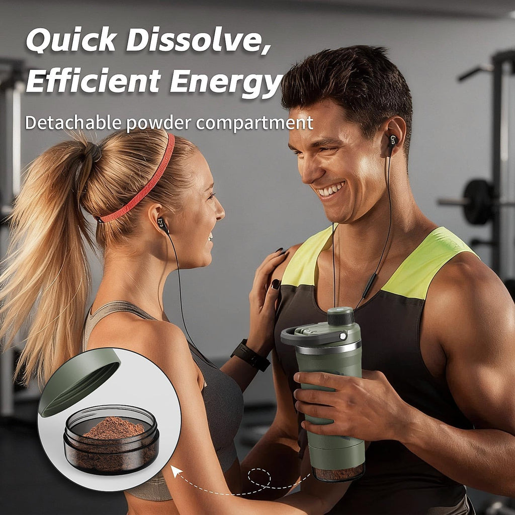 PROCHAIN Insulated Stainless Steel Shaker Bottle - Leak-Proof Twist Lock Lid, 24 oz for Protein Shakes & Gym Use