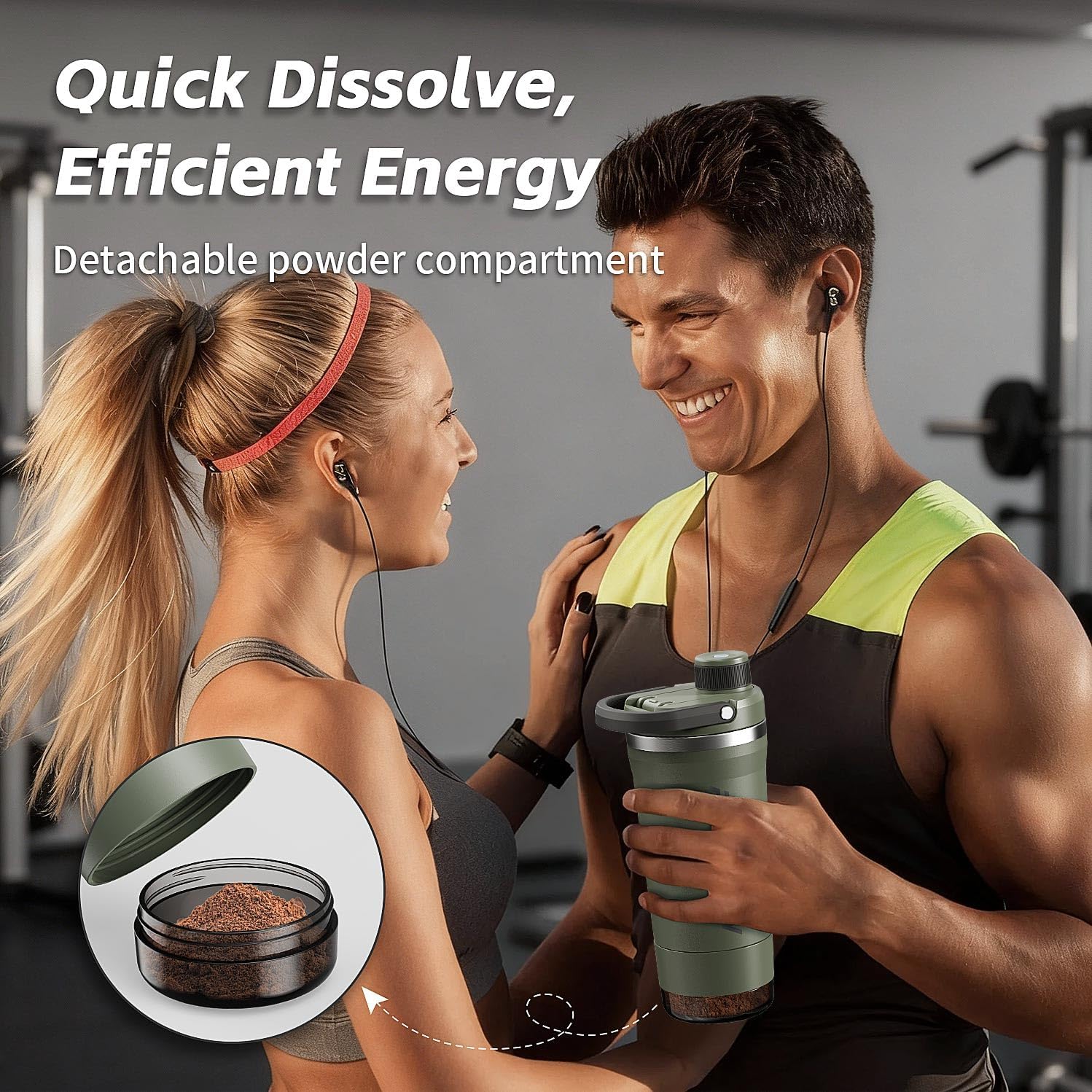 PROCHAIN Insulated Stainless Steel Shaker Bottle - Leak-Proof Twist Lock Lid, 24 oz for Protein Shakes & Gym Use