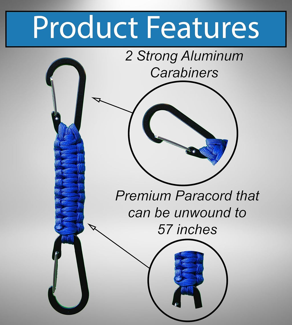 Paracord Keychain Carabiner Clips by [Brand Name] - Heavy Duty Double Hook Lanyard for Strollers, Bottles, and Tools | 2 Pack