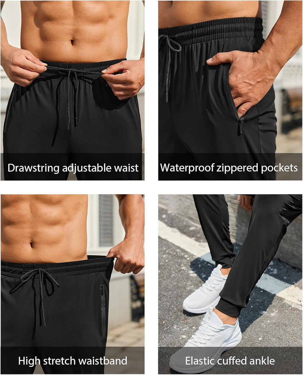 Skiennix Men's Sweatpants - Lightweight Athletic Joggers with Zipper Pockets for Gym & Casual Wear