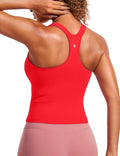 CRZ YOGA Seamless Ribbed Tank Top - Women's Workout Racerback Camisole with Built-In Bra, Comfortable Fit