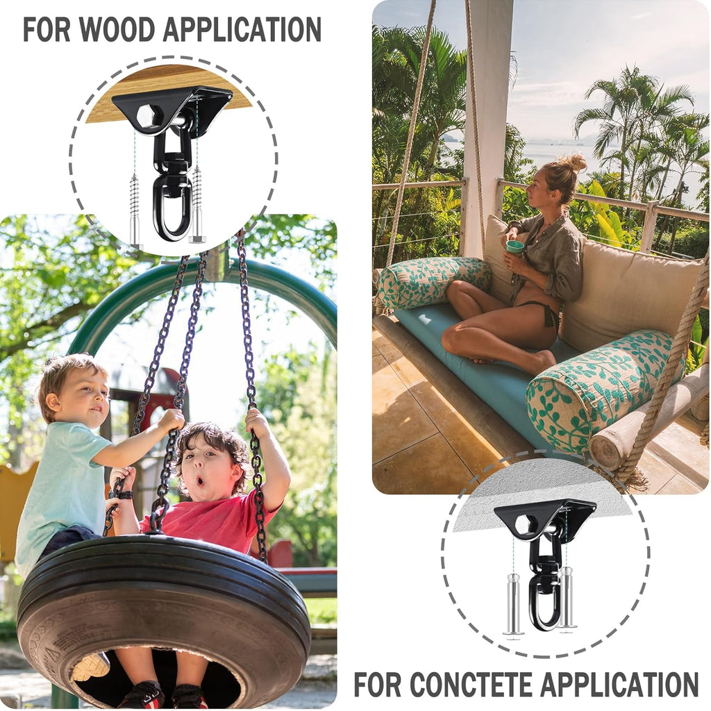 Skiennix Hammock Hanging Kit - 360° Rotating Heavy-Duty Swing Chair Hook | 1200 lbs Capacity for Indoor/Outdoor Use