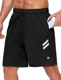 PINSPARK Men's 7 Inch Athletic Gym Shorts - Breathable Quick-Dry Running Shorts with Zipper Pockets