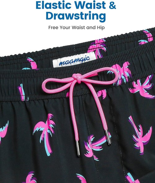 Maamgic 2 in 1 Men's Swim Trunks - 7 Inch Board Shorts for Ultimate Comfort & Style