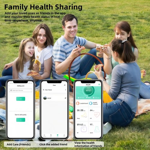 MZJ Smart Ring Fitness Tracker for iOS & Android – Sleep Monitor Heart Rate Blood Oxygen & Pressure 8 Sports Modes IP68 Waterproof NO Subscription Long Battery Life (Carbon Black, 7#)