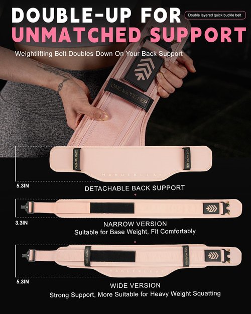 MANUEKLEAR Weight Lifting Belts for Men and Women, Gym Weight Belt with Carabiner Quick Locking, Double-Layer Weightlifting Belt for Workout Squat Powerlifting Deadlift