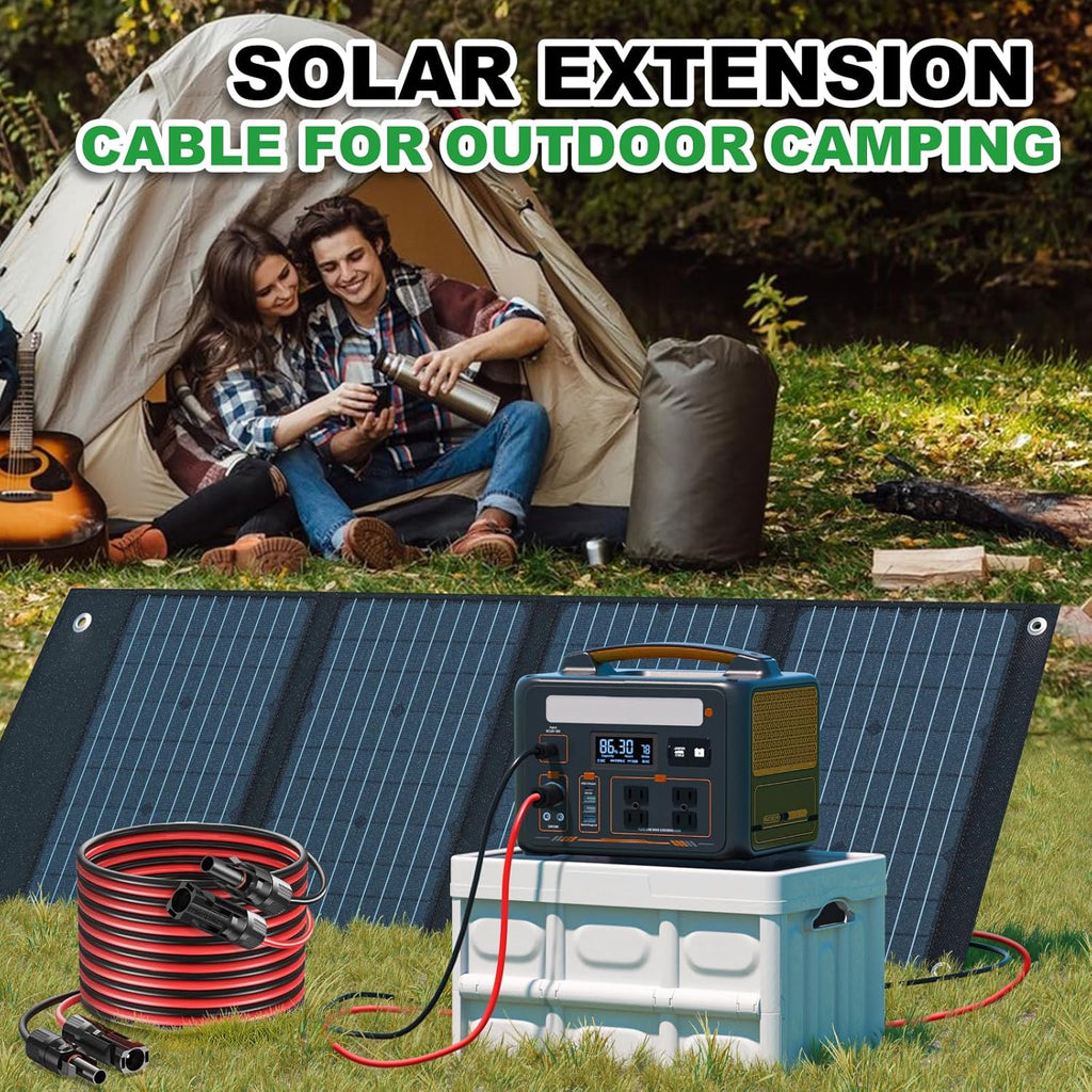 Oududianzi Solar Extension Cable - 30Ft 10AWG Tinned Copper PV Wire with Waterproof Connectors for Solar Systems