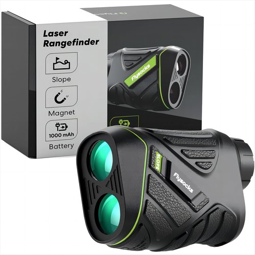 Flysocks Golf Rangefinder - 1200 Yards Laser Finder with Slope & 7X Magnification | Rechargeable with Flagpole Lock