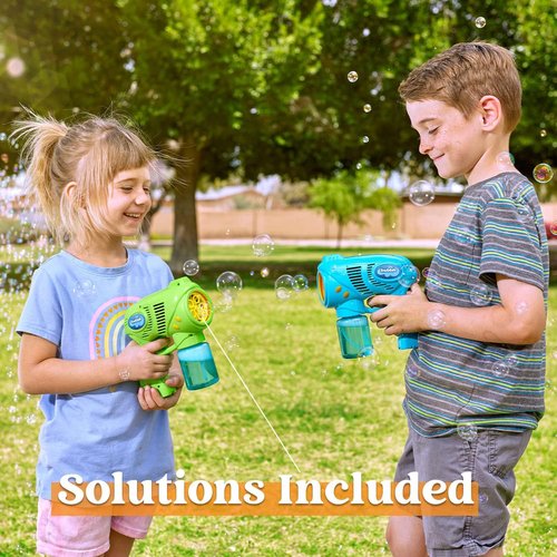 JOYIN Kids Bubble Gun - Includes 2 Bottles of Refill Solution | Perfect Summer Party Toy for Ages 1-8
