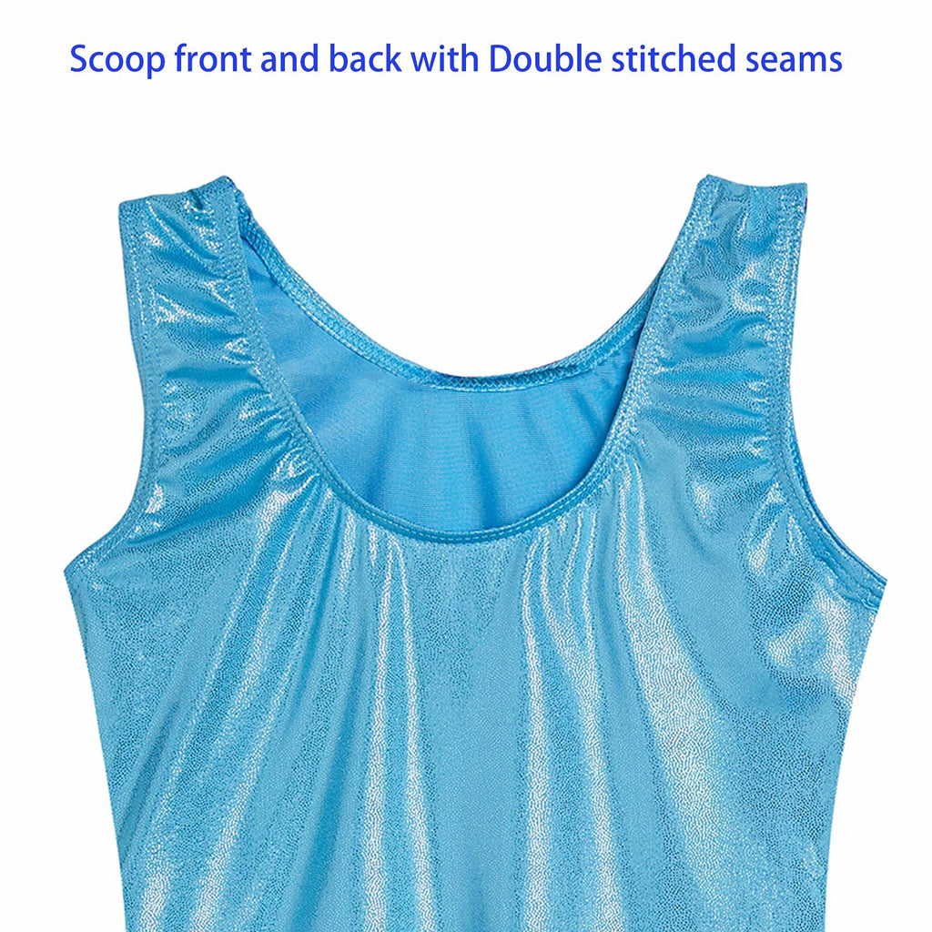 Domusgo Gymnastics Leotards for Girls 10-12 Years Old Blue Sparkly One Piece Tumbling Outfits