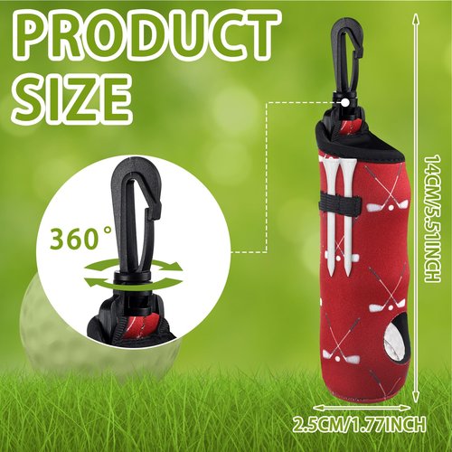Bencailor 12 Pcs Golf Ball Tee Holder Neoprene Golf Ball Pouch Carry Bag Portable Neoprene Accessories for Women Keychain Belt Clip Bag Gifts Ladies Golfer