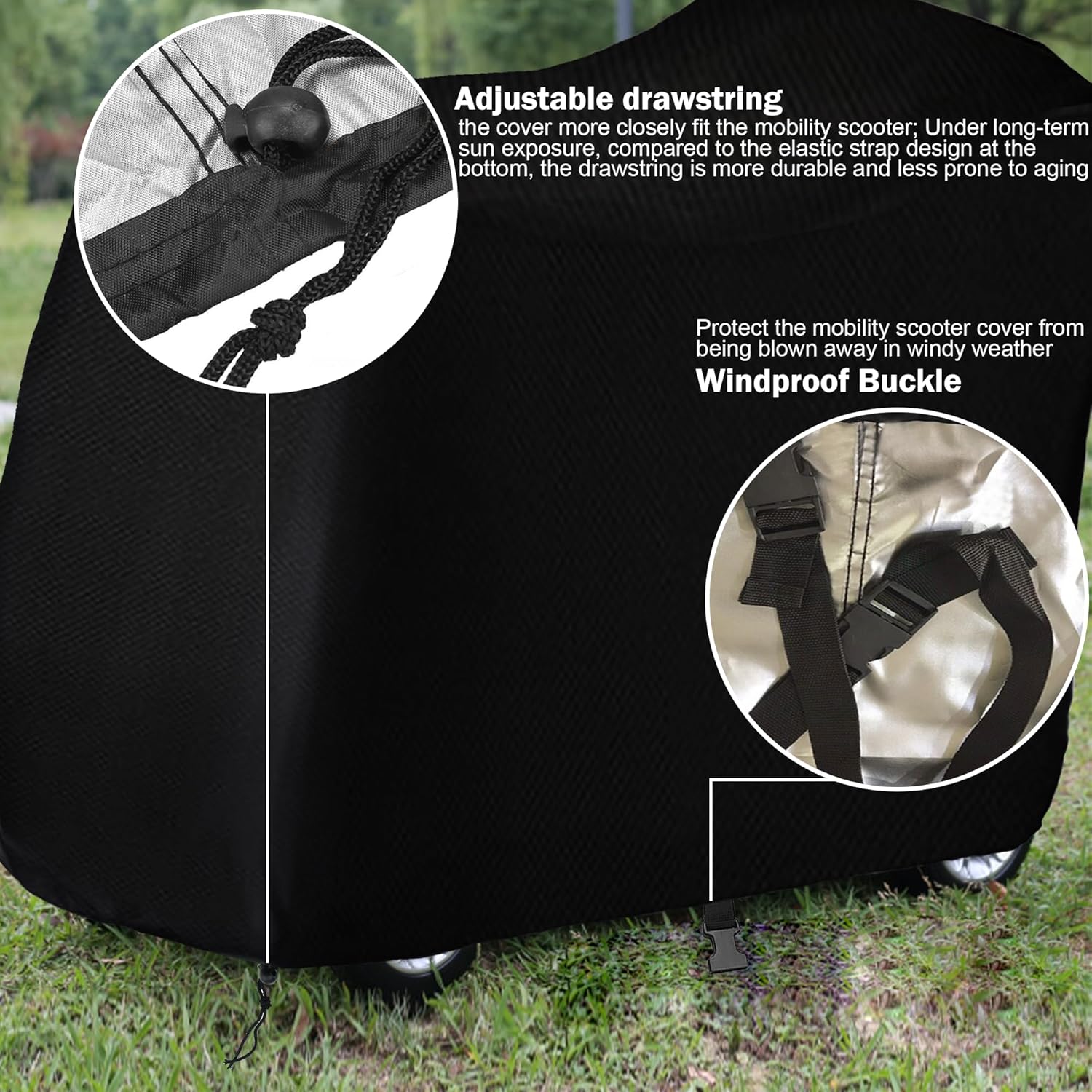 Sqodok Mobility Scooter Storage Cover, 420D Waterproof Wheelchair Cover for Storage, Mobility Scooter Accessories for All-Weather Outdoor Protection Dust Cover, 55" x 26" x 36"