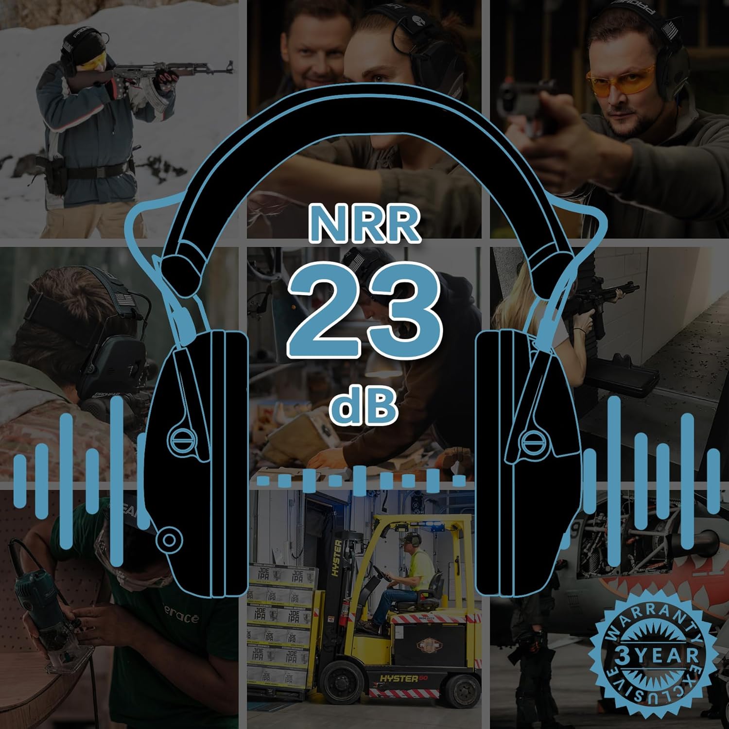 ProHear Electronic Ear Protection - Gel Pads & 4X Sound Amplification | NRR 23dB Noise Reduction Muffs for Shooting, Black