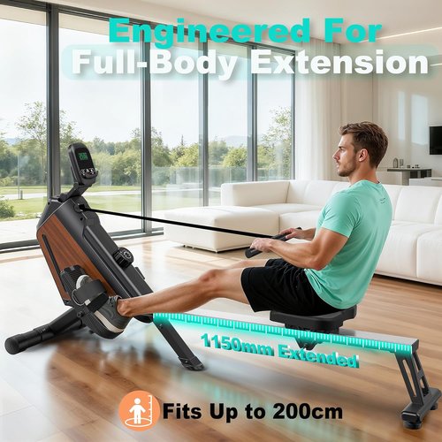 Magnetic Rowing Machine by [Brand Name] - 16 Resistance Levels | Quiet Home Cardio Trainer, 160 kg Capacity