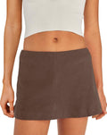 SENSERISE Womens Cotton Linen Skorts Mini Skirt with Shorts Underneath Short A Line Skirts Summer Beach Outfits(Coffee Brown,M)