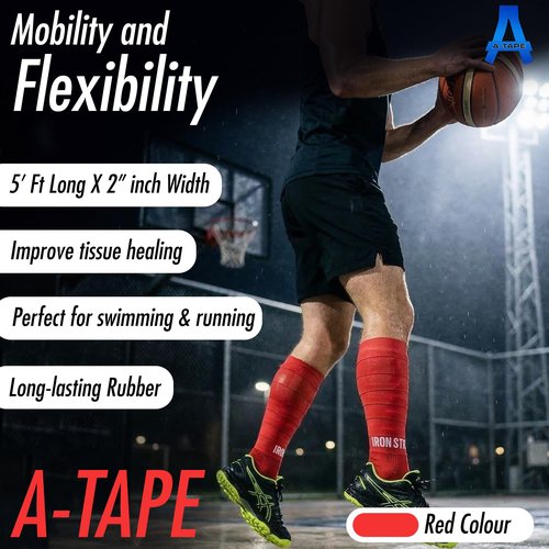 A-Tape Muscle Floss Bands (5’ Ft Long X 2” inch Width)- Compression Bands - for Improving Movement, Increasing Circulation & Reducing Soreness (Black (Medium))