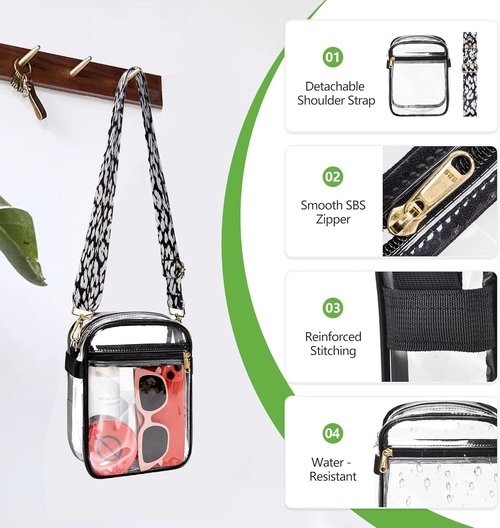 MAY TREE Clear Purse - Stadium Approved Handbag with Adjustable Strap for Events & Concerts