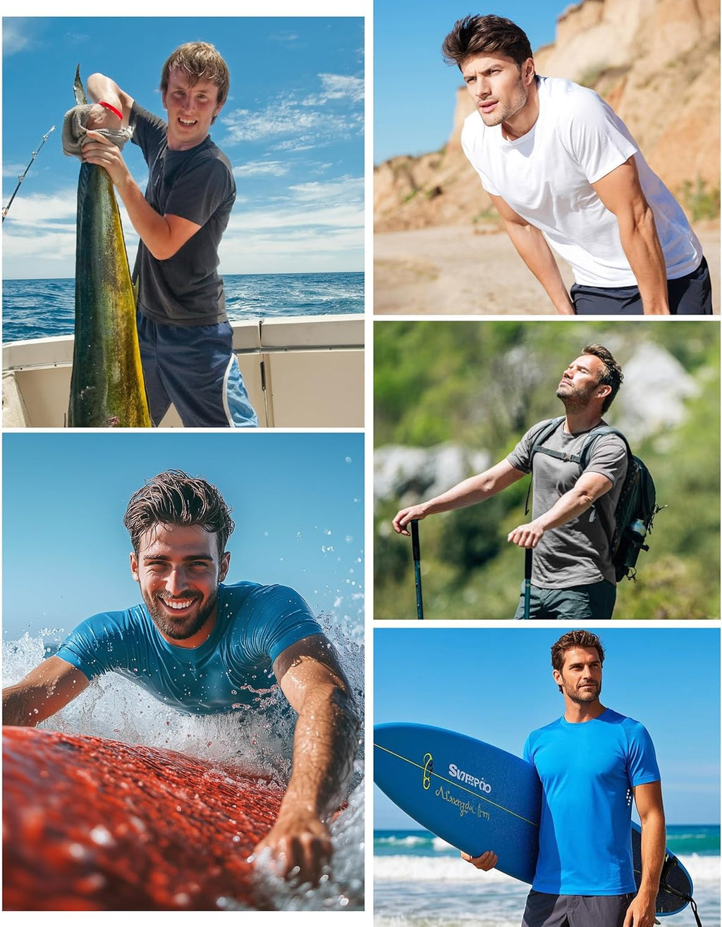 Skiennix Men's UPF 50+ Swim Shirt - Quick Dry Sun Protection Rash Guard for Fishing & Surfing