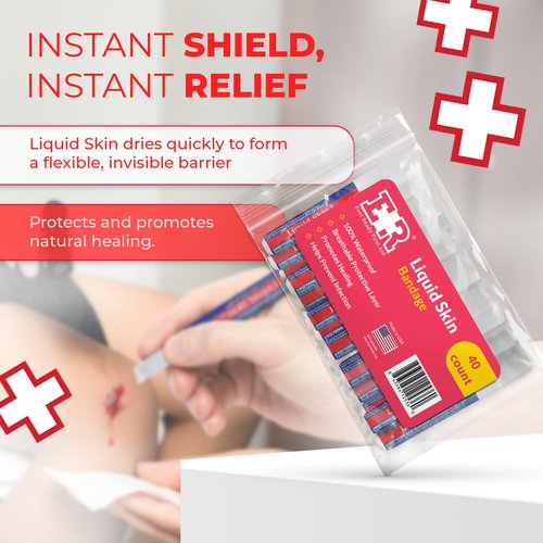 Liquid Bandage for Skin – Waterproof Skin Glue for Wound Closure, Flexible Liquid Barrier with Non-Sting Formula – Long-Lasting Liquid Bandage - 40 Count