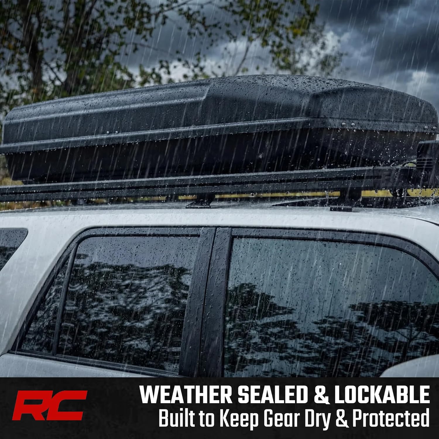 Rough Country Rooftop Cargo Box - 14.5 Cu Ft Hard Shell Carrier | Lockable, Weatherproof & Easy Install