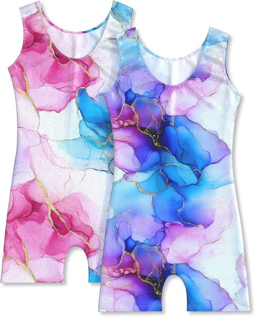 MOLLDAN Gymnastics Leotard - Girls' Dance Biketard Unitards | 2-Pack Tumbling Outfits