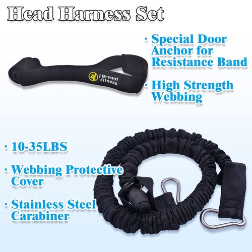 J Bryant Neck Harness Head - Weight Lifting with Resistance Bands - Adjustable Length Neck Training Strap with Door Anchor Neck Strength Training Equipment