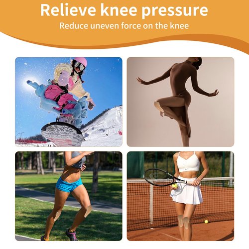 goduog Silicone Knee Pads,Adhesive Knee Brace KneePad for Skiing Skating,Snowboarding,Ateboarding,Roller Skating,Rollerblading,Dancing,Unisex,Skin,L