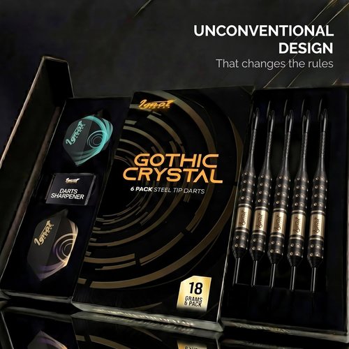 IgnatGames Steel Tip Dart Set - Brass Barrels & Tempered Steel Points | Includes Aluminum Shafts & 16 Flights