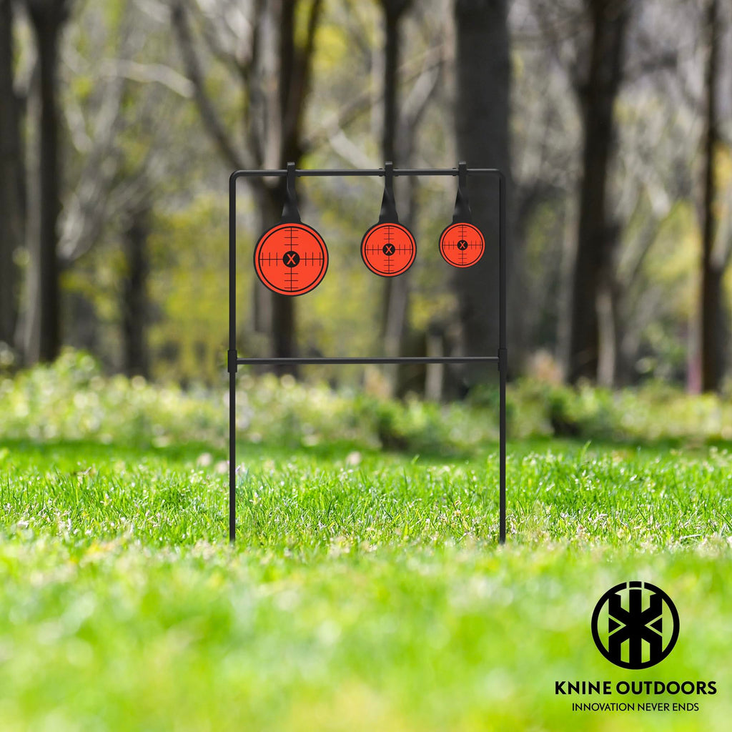 KNINE OUTDOORS Spinner Metal Targets for Shooting, 3/8'' Thick Auto-Reset Steel, Heavy Duty for .44 Magnum Centerfire Handguns, Outdoor Range Practice