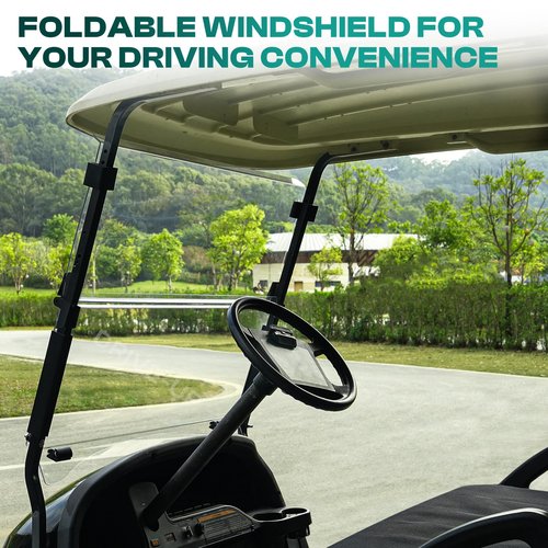 DRIVE UP Club Car Windshield, Golf Cart Windshield Compatible with Club Car Precedent, Tempo, Onward 2004-Up Gas and Electric Golf Carts, Clear Foldable Windshield UV Protection and Impact Resistant
