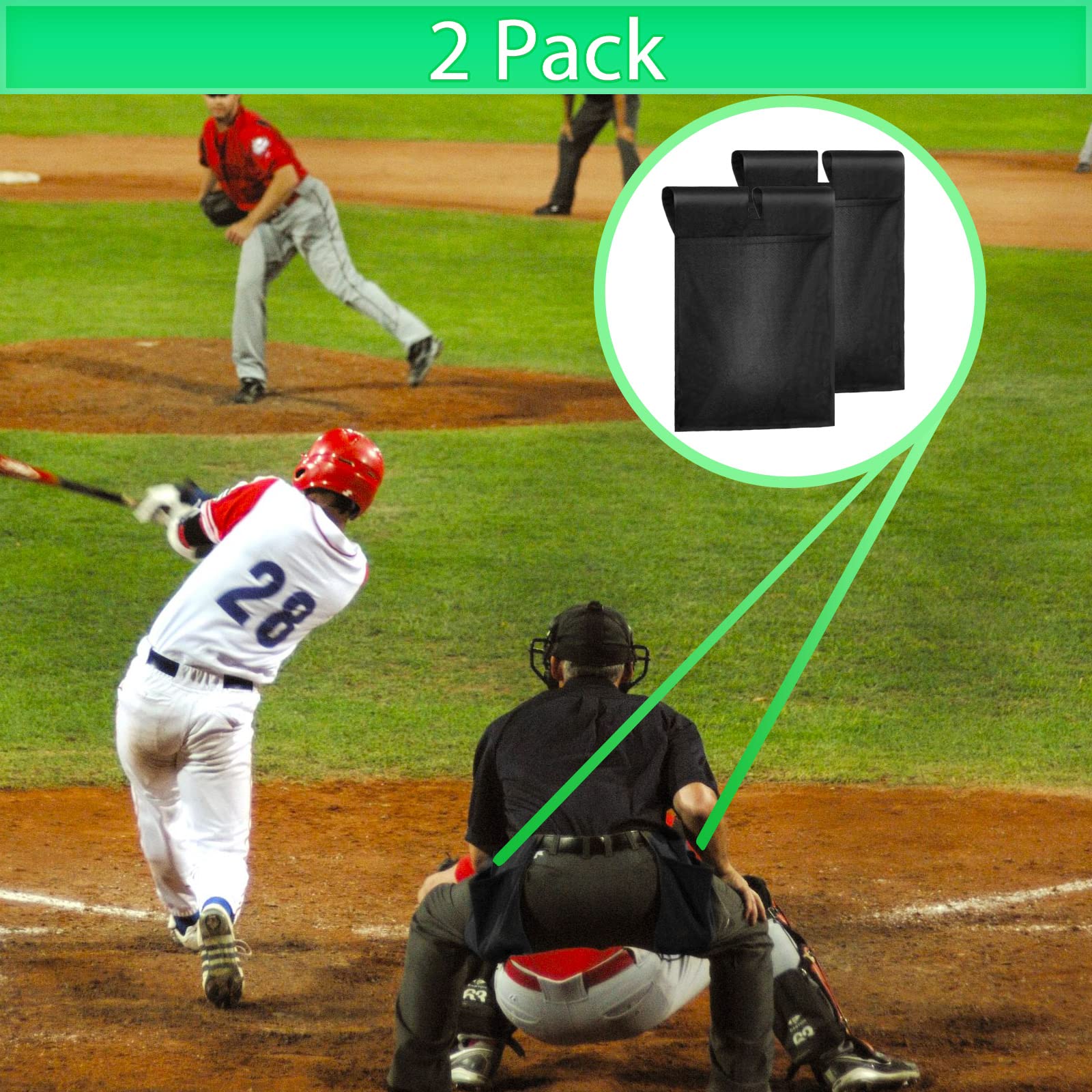 Fabbay 2 Pieces Umpire Ball Bag Umpire Gear Baseball Softball Umpire Bag Quality Woven Polyester Fabric for Baseball Softball with Belt Extra Large(Black)