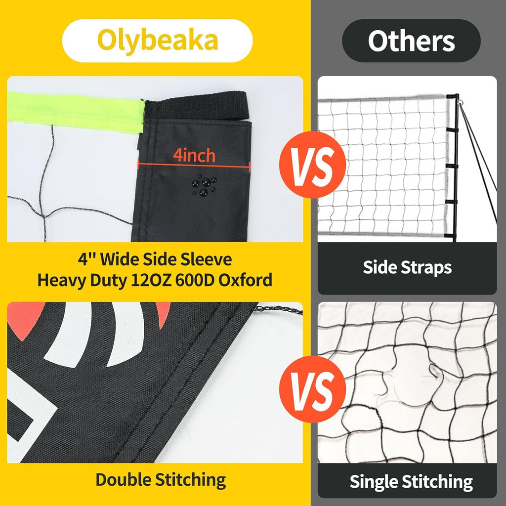 Regulation Size Volleyball Net Set by [Brand Name] - 32ft Portable Outdoor System with Adjustable Poles, PU Volleyball, Pump & Carry Bag