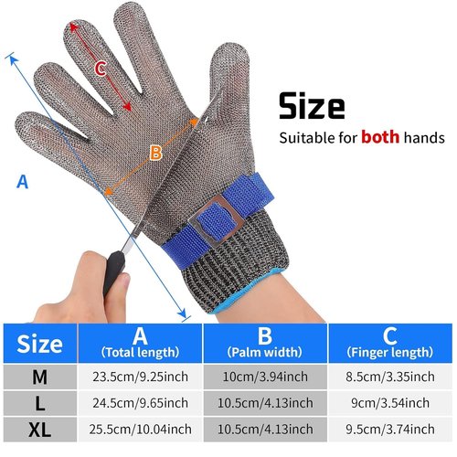 Herda Level 9 Cut Resistant Gloves - Chef Safety Gloves for Meat Cutting & Oyster Shucking | Size M