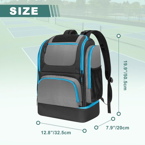 GOBUROS Pickleball Bags for Men Women, Pickleball Backpack for 4 Paddles with Shoe Compartment, Large Capacity Pickle Ball Equipment Bag, Grey