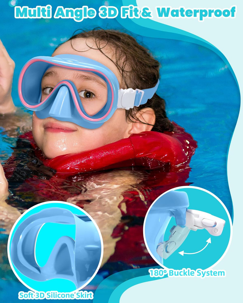Seago Swim Goggles - 2 Pack with Nose Cover for Kids 6-14 | Wide-Frame Design for Comfort