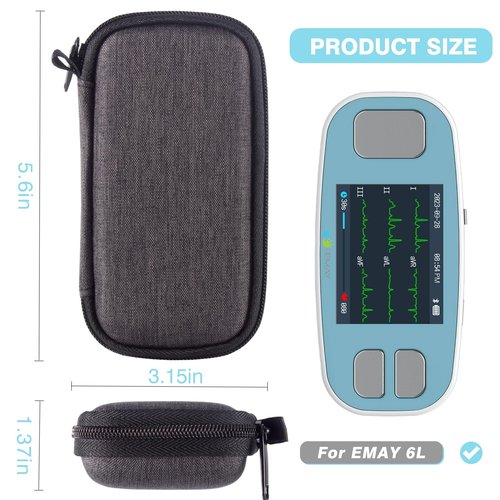 EVGRDCS Hard Carrying Case Compatible with EMAY 6L Portable ECG Monitor,Scratch and Fall Resistant, with mesh Bag (Case Only)