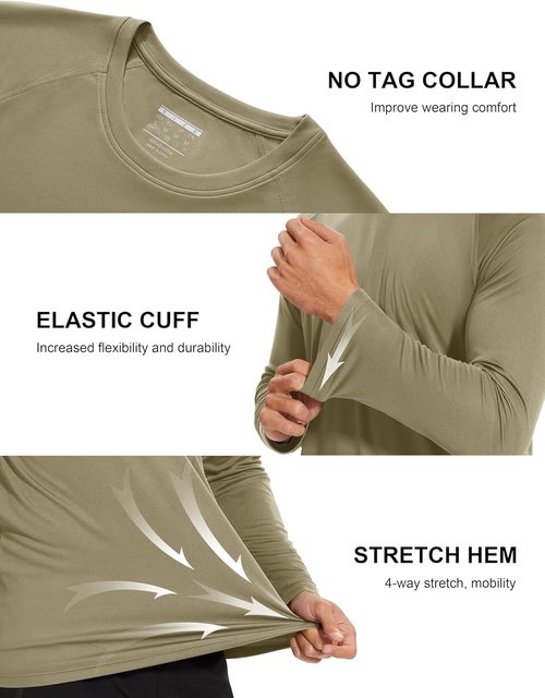 MAGCOMSEN Men's Athletic Long Sleeve Shirt - UPF 50+ UV Sun Protection for Hiking & Running