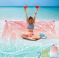 AISPARKY Beach Blanket Waterproof Sandproof Lightweight Durable Compact Sand Free Beach Mat for Beach Festival Travel Camping Hiking Picnic (Gradiant P&GN-Ripple, 79"×83"(4 Person))