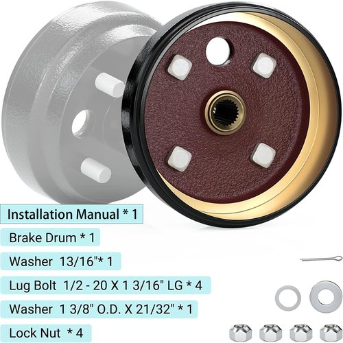10L0L Golf Cart Brake Drum/Hub Assembly (Electric) for EZGO TXT Replaces OEM# 19186G1P