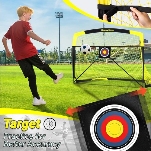 Happy Jump Portable Soccer Goal - 7x5 FT & 5x3.6 FT | Durable Design for Youth Ages 6-14, Easy Setup