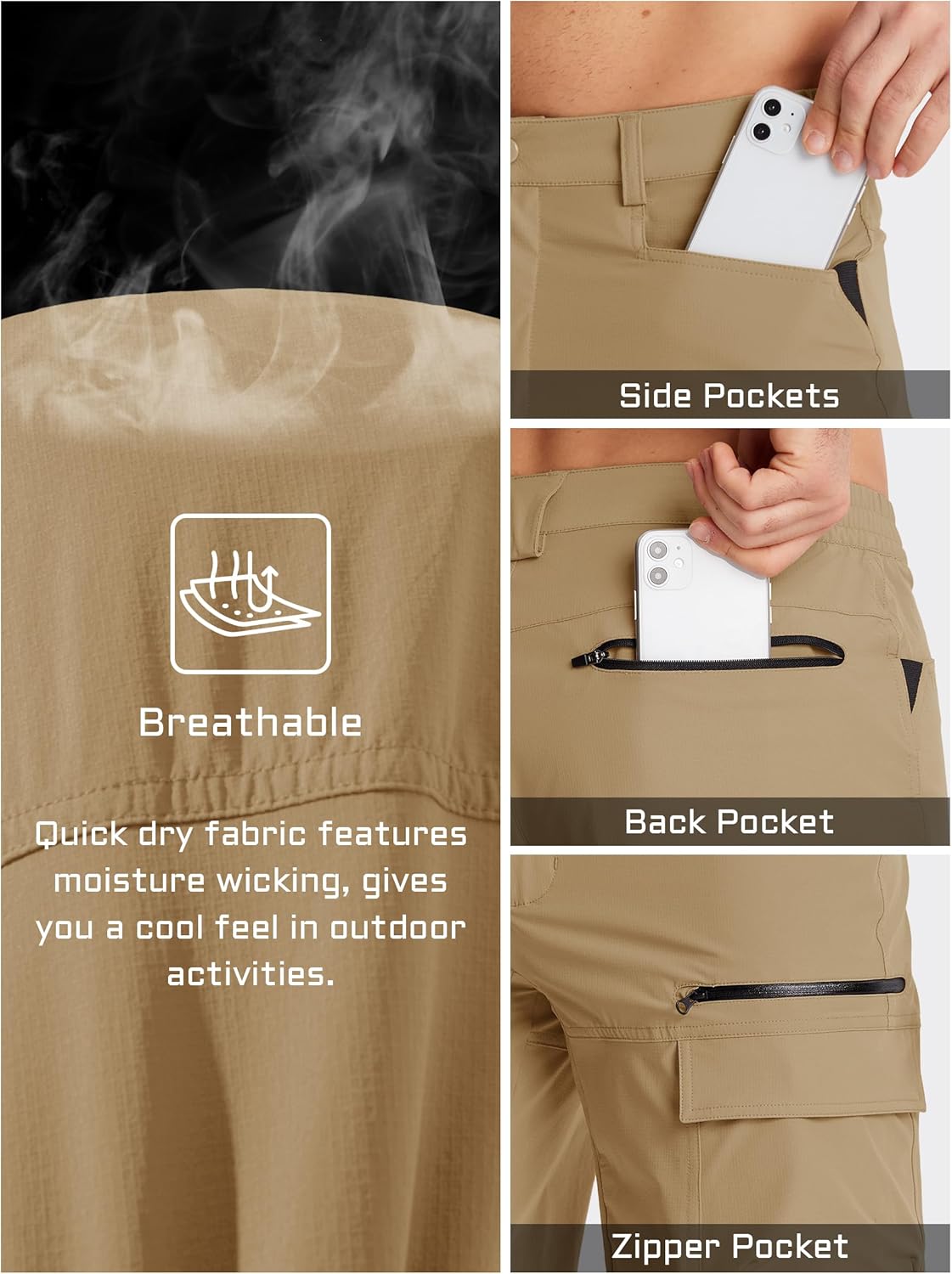 TACVASEN Men's Quick-Dry Cargo Shorts - Water-Resistant Outdoor Hiking & Golf Shorts