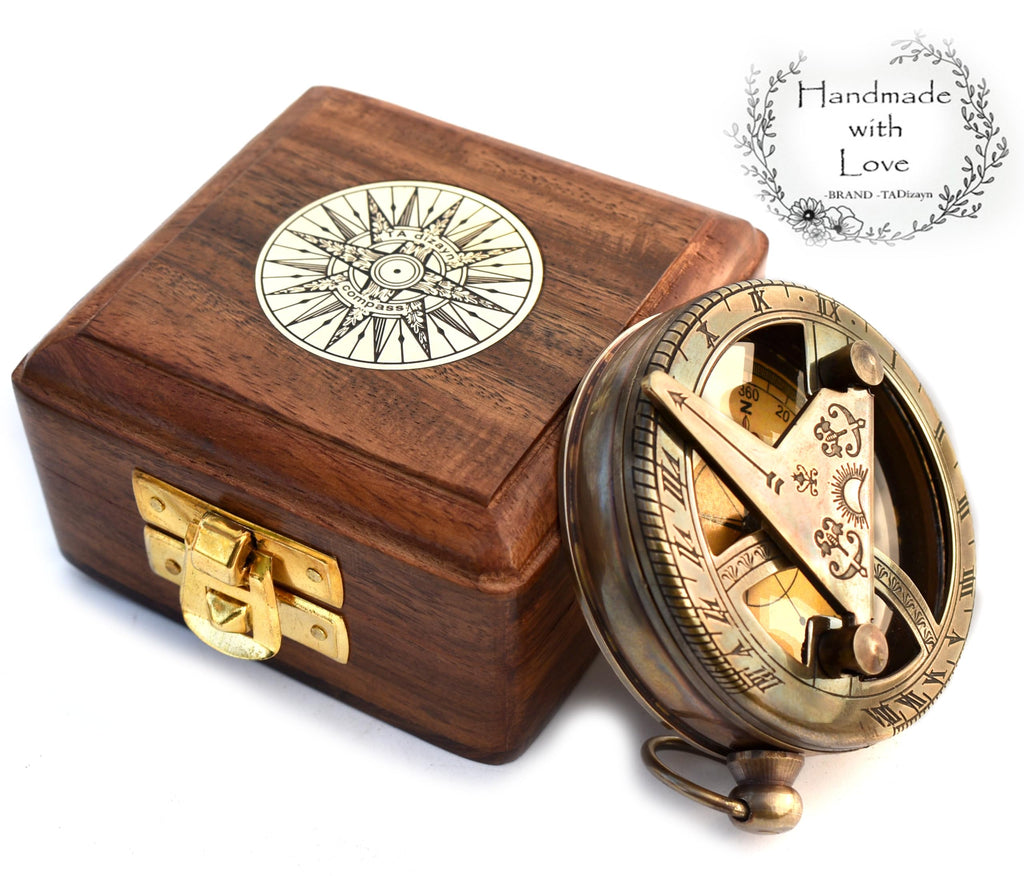 Trust in The Lord-Proverbs 3: 5-6 verse Engraved Sundial Clock in Box Sun Clock Ship Replica Watch, Sundial Compass, Gift Compass, 2025 Graduation Gifts- Baptism Gifts Compass for Women Mens Boy Girls