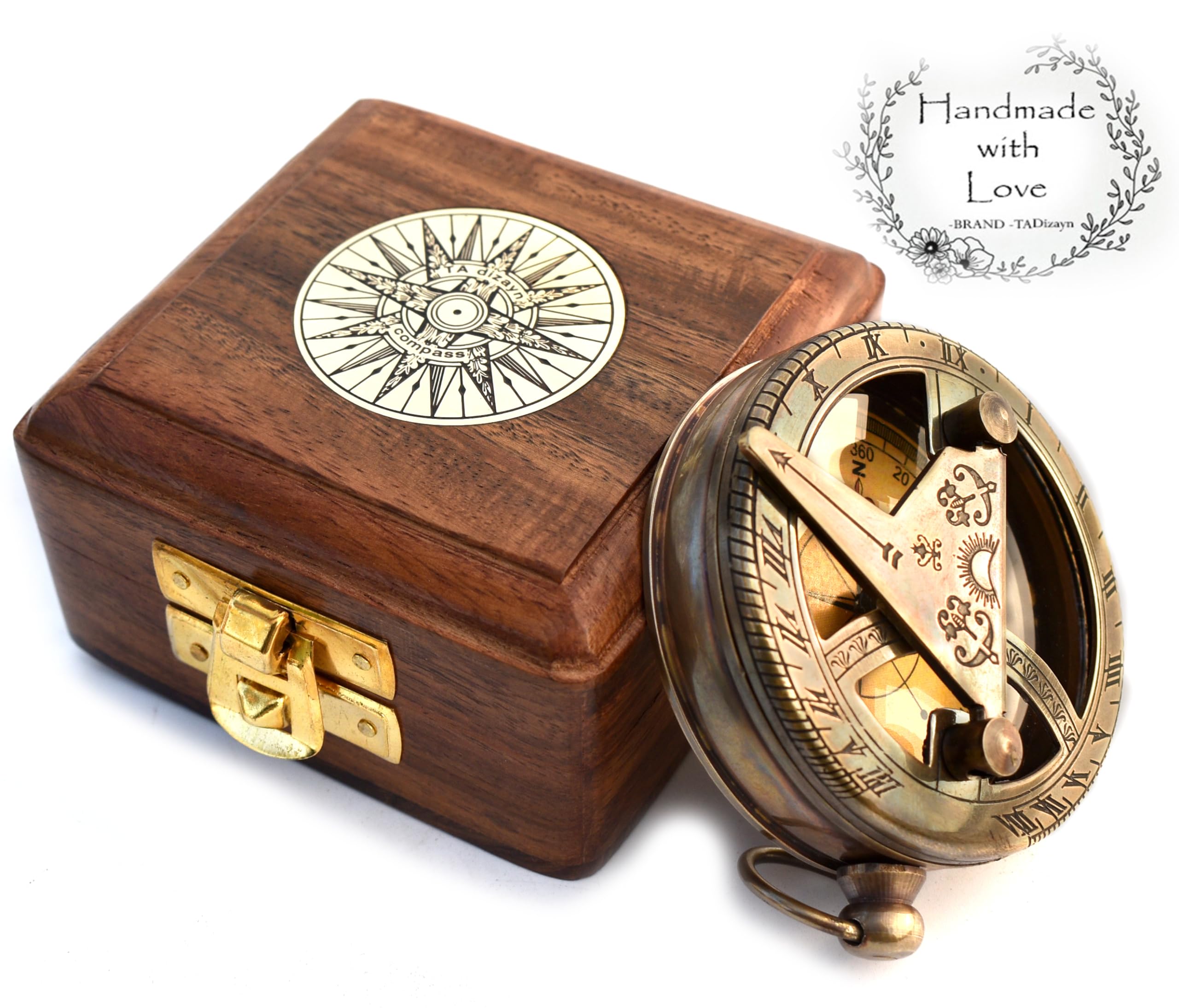 Trust in The Lord-Proverbs 3: 5-6 verse Engraved Sundial Clock in Box Sun Clock Ship Replica Watch, Sundial Compass, Gift Compass, 2025 Graduation Gifts- Baptism Gifts Compass for Women Mens Boy Girls